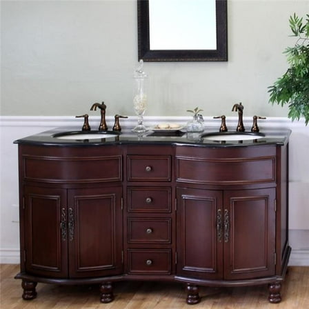 62 in. Double Sink Vanity Wood Walnut Travertine