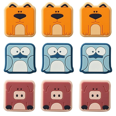 

9 Pcs Cartoon Fridge Magnetic Stickers Lovely Silicone Refrigerator Magnets Mute Crash Pad (Owl Piggies Foxes)