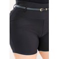 thumbnail image 5 of Plus Size High Waist Sculpting Shorts With Faux Leather Belt - Black, 5 of 6