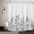 thumbnail image 6 of Flower Shower Curtain Black and White Floral Set for Bathroom Minimalist Fabric Bath Curtain with Hooks (72"x72) Add a Classic and Refined Touch to Your Bathroom, 6 of 6