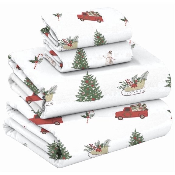 RUVANTI 100% Cotton Flannel Sheets California King 4 Pcs Holiday Haul