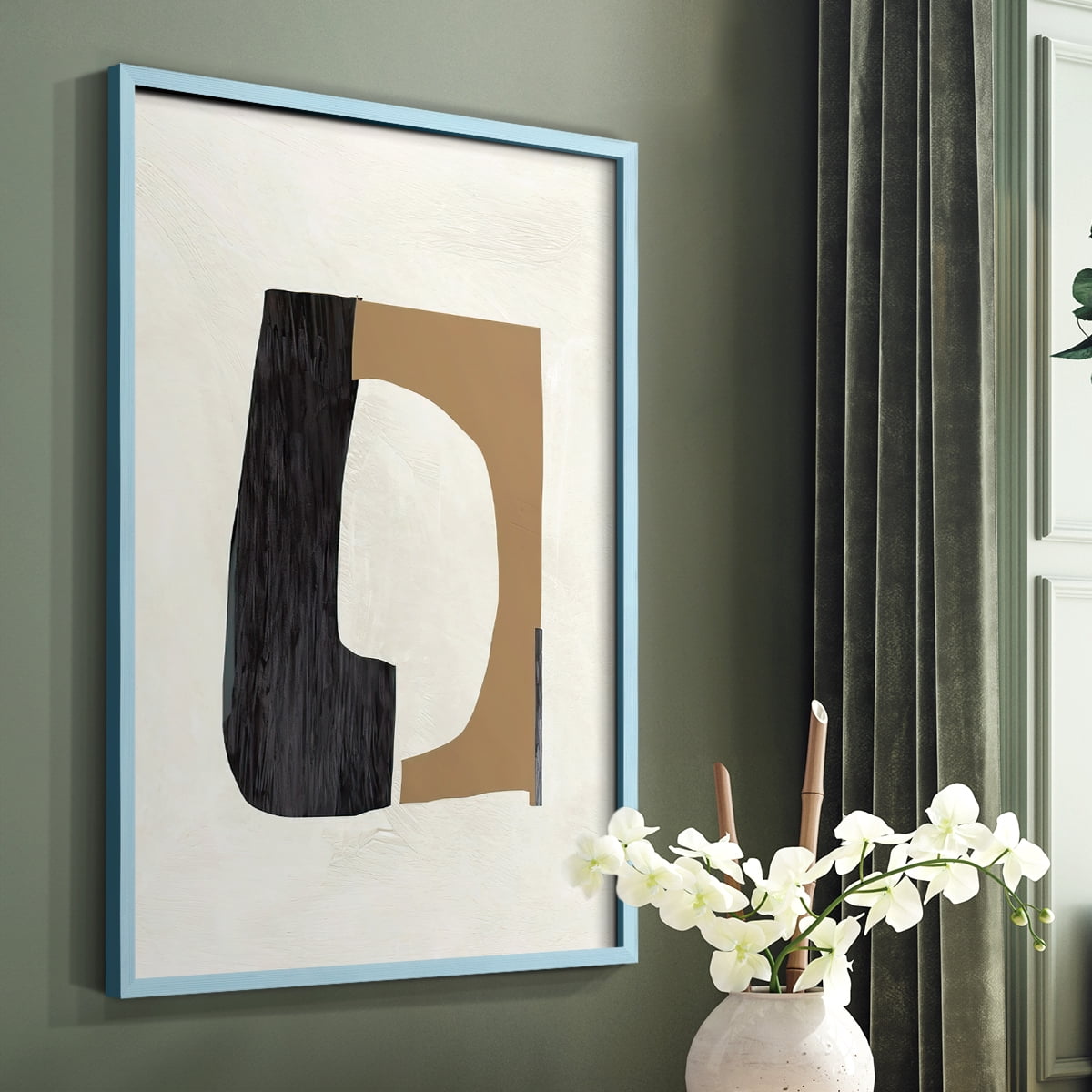 Cardboard Cutouts II Framed Print in Blue Solid Wood Framed Print No Nail Hanging