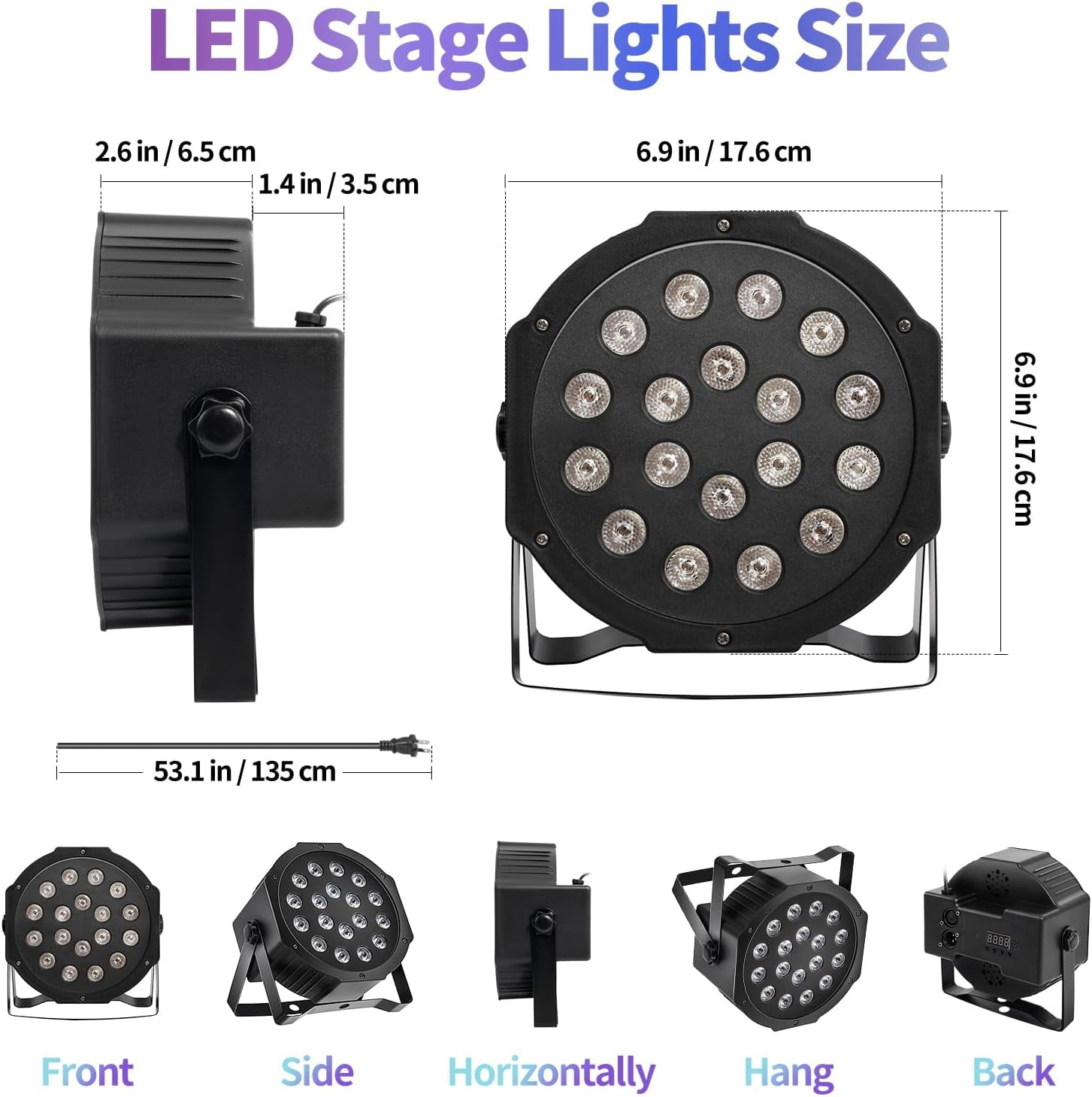 SHZOND LED Stage Lights with DMX Control, 8 Pack 18x3 W RGB Par Lights, Versatile DJ Light with Sound Activated for Stage Uplighting, Party Events, Dance, Clubs,Music Shows,Wedding