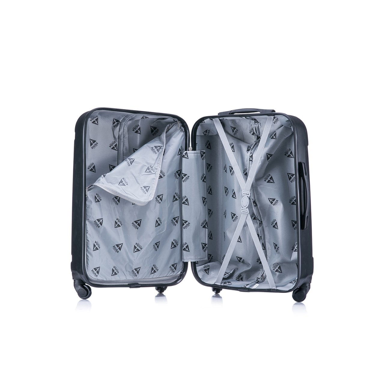 InUSA Pilot 24" Hardside Lightweight Luggage with Spinner Wheels, Handle, and Trolley, Black