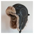 thumbnail image 1 of Winter Hat Men Women's Pi-lot Aviator Bomber Trapper Hat Faux Fu-r Leather Snow Cap with Ear Flaps, 1 of 5