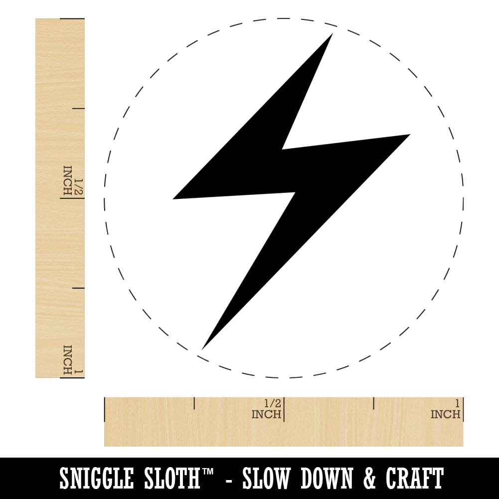 Lightning Bolt Thunderbolt Self-Inking Rubber Stamp Ink Stamper - Blue Ink - Medium 1 Inch