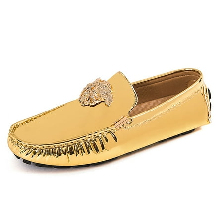 

Women‘s Metal Slip-on Loafers Solid Color PU Leather Moccasin Shoes Casual Flat Walking Shoes