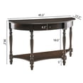 thumbnail image 2 of JESONVID Solid Wood Sofa Table with Drawer and Storage Shelf, 45.3" Traditional Retro Semi-Circle Entryway Table Polished Edging Half-Moon Narrow Table for Living Room Hallway Home, Vintage Walnut, 2 of 8