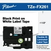 Brother Genuine P-touch TZE-FX261 Tape, 36mm (1.4") Wide Flexible-ID Laminated Label Maker Tape, Black on White, 1.4 in. x 26.2 ft. (36mm x 8M), TZEFX261