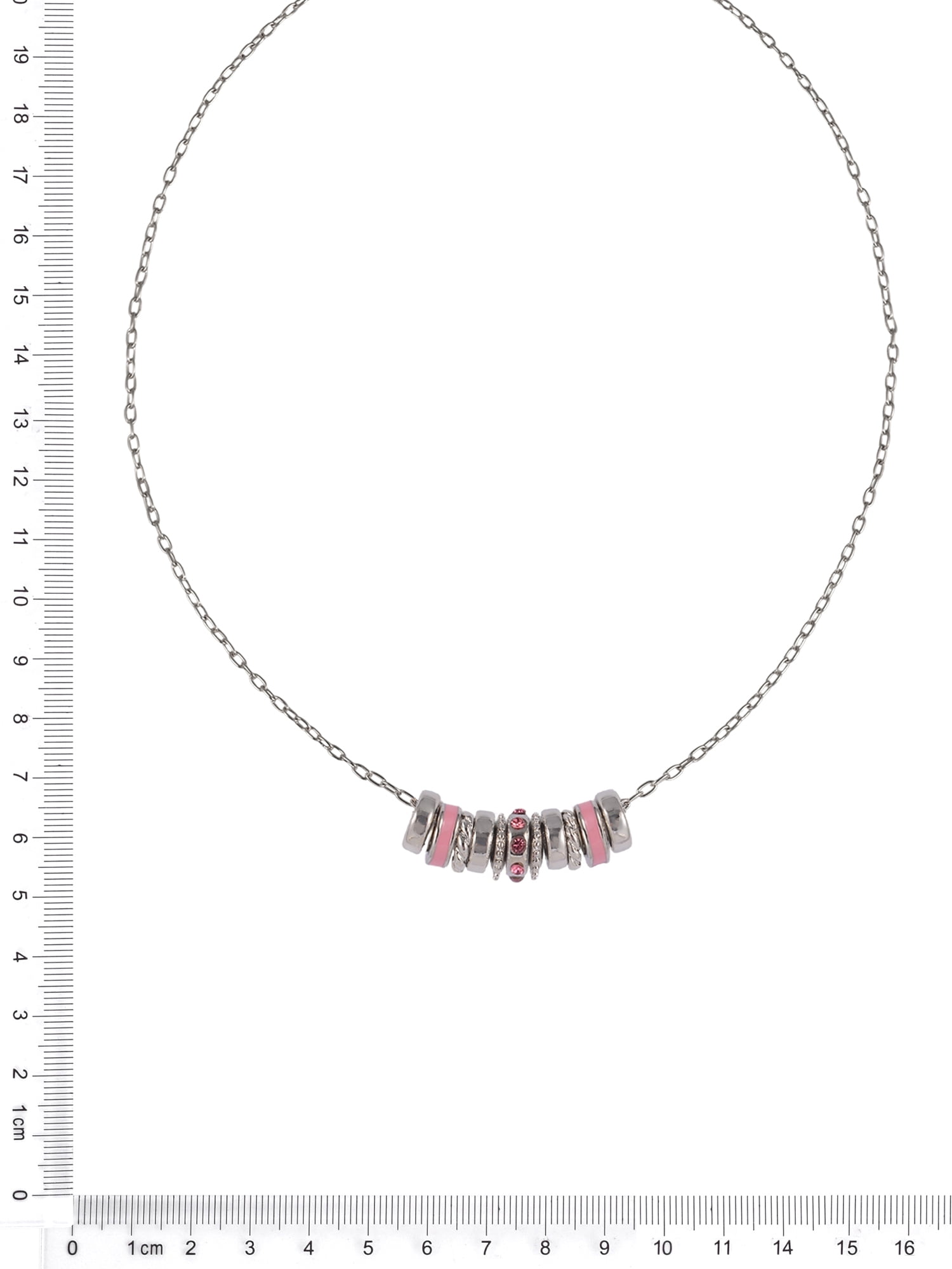 Time and Tru Silvertone Chain with Rose Birthstone "October" Necklace