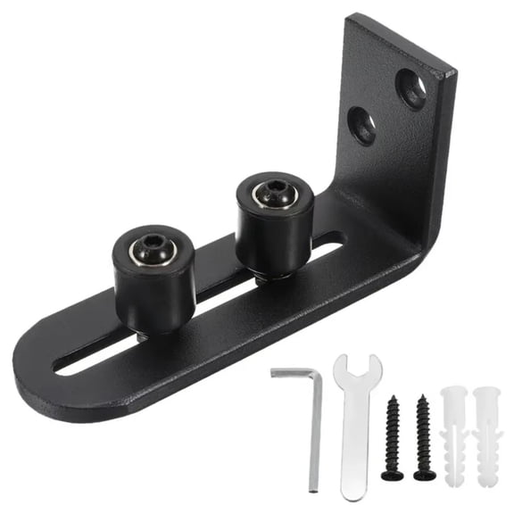 Sliding Barn Door Floor Guide for Bottom, Adjustable Stay Roller Fit All Size Door, Wall Mount, Flush Flat Bottom Design Guide Black