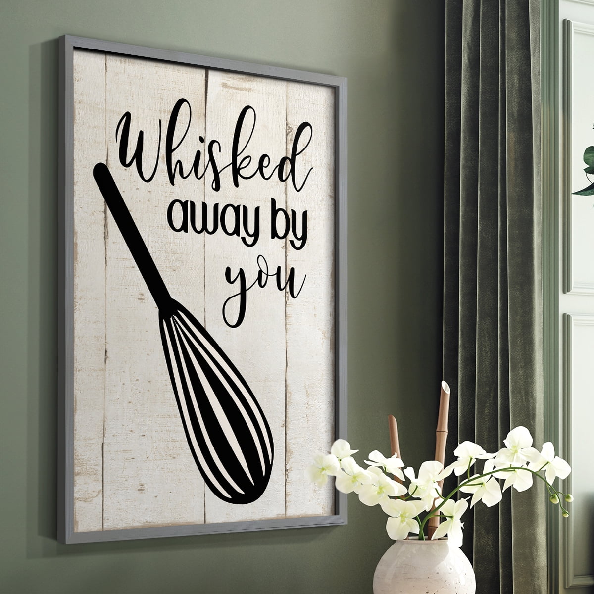 Whisked Away Framed Print in Gray Solid Wood 16 x 20 Framed Print