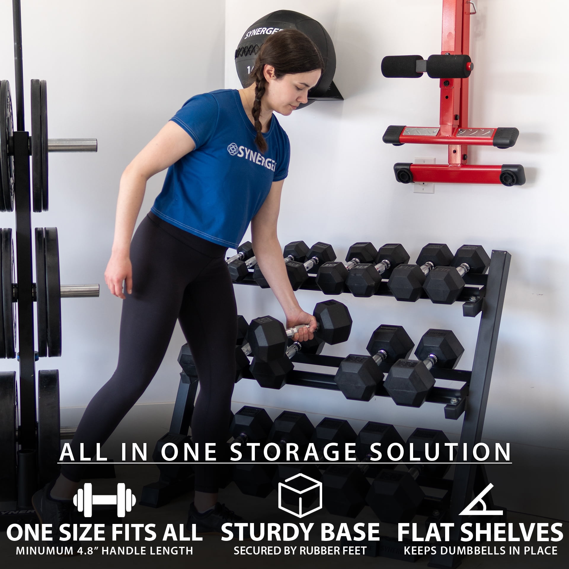 Synergee 3-Tier Dumbbell Rack Multilevel Weight Storage Organizer for Home Gym - Small