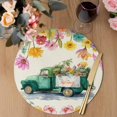 thumbnail image 3 of Spring Floral Round 13 Inch Placemats Set of 4, Farmhouse Truck Oil Painting Vintage Flowers HeatResistant Non Slip Place Mats for Dining Table, Wipeable Braided Kitchen Table Mats for Housewarming, 3 of 9