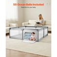 thumbnail image 6 of KFFKFF Large Baby Playpen, 78.7″ x 58.7″ Play Yard for Toddlers, Indoor/Outdoor Baby Fence with 50 Ocean Balls, Zippered Door & Breathable Mesh, Safe Activity Center for Babies and Toddlers, 6 of 9
