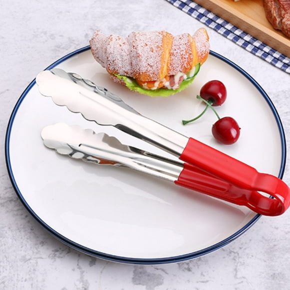 Silicone BBQ Tong Stainless Steel Food Tong Baking Bread Clip Non Stick Food Clip Silicone Serving Tong
