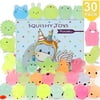 30 Pack Mini Kawaii Cute Animal Squishies, Mochi Squishy Toys Glow in The Dark, Squishies Packs, Kawaii Keychain, Classroom Treasure Box Prizes, Mini Valentines Day Prizes, Mini Squishies