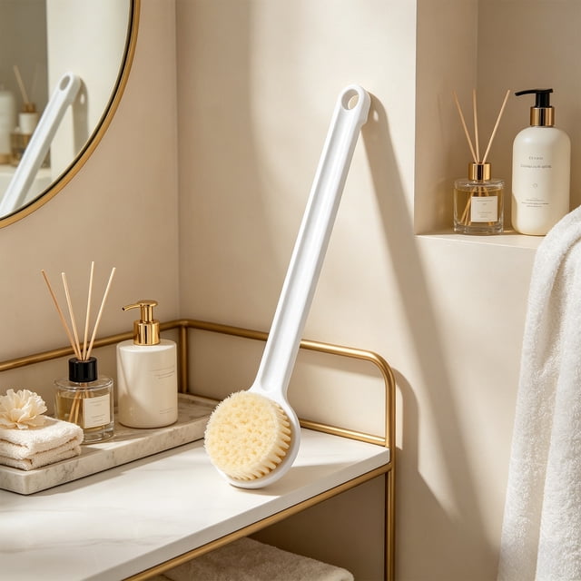 Cepillo de ducha de mango largo con cerdas suaves para frotar y exfoliar la espalda | Cepillo de baño para la limpieza corporal y el cuidado diario