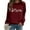 Wine, variant on SBYOJLPB Women Loose Buttons Casual Long Sleeve Pullover Sweatshirts Tops Blouses Hot Pink 6(M)