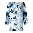 thumbnail image 5 of Womens 3/4 Length Sleeve Tops Casual Henley Summer Shirts Loose Fit Three Quarter Length Sleeve Blouses, 5 of 5