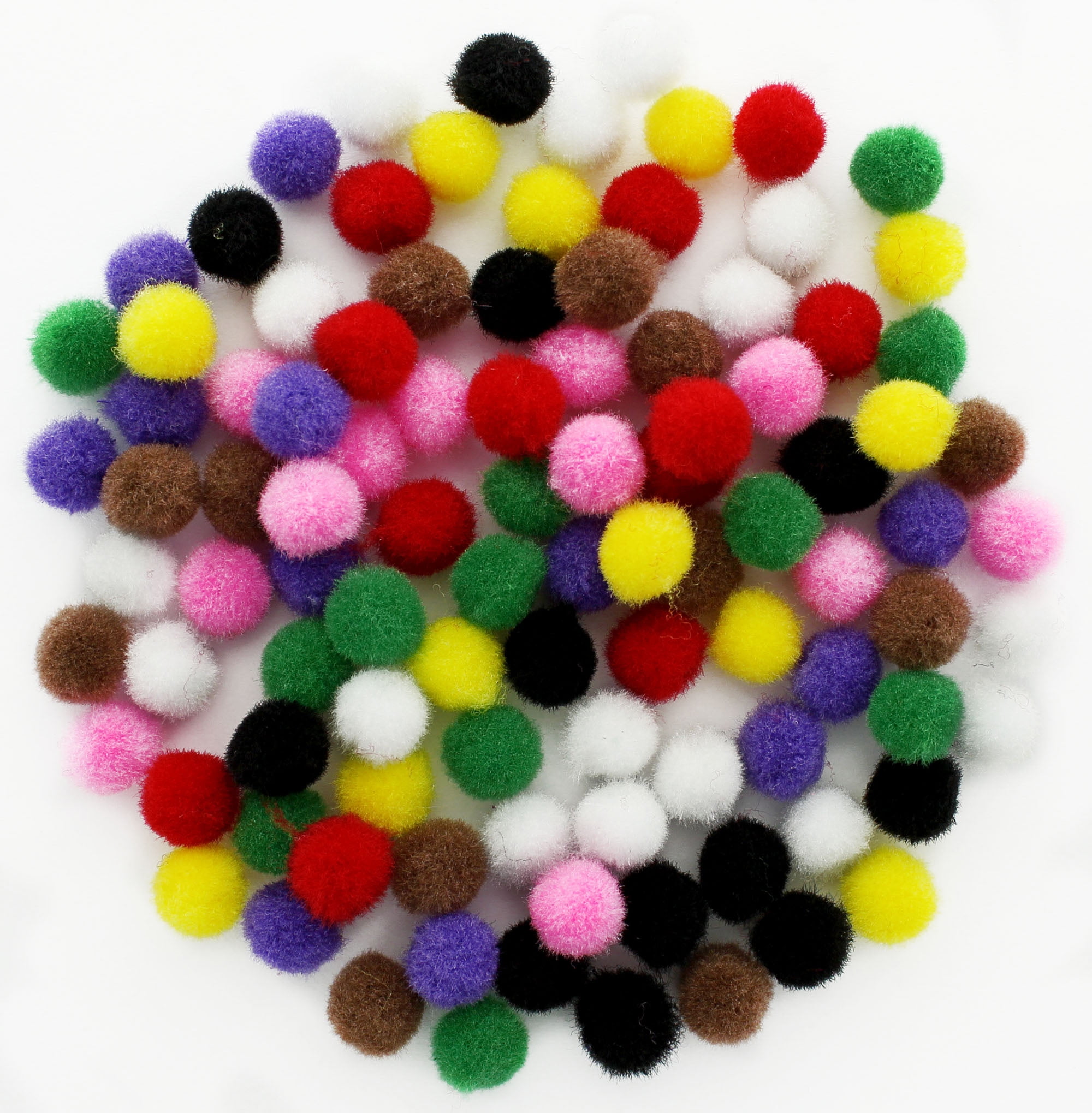 [250 Pcs ] 150 1 inch Black Craft Pom Poms + 100 Multicolor Pom Pom Balls,  Small Pom Poms Assorted Pompoms for Crafts Projects and DIY Creative Crafts