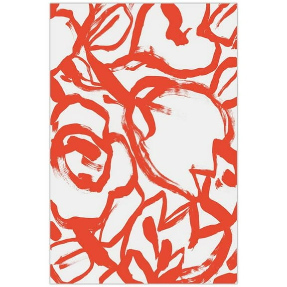 "Scarlet Blooms II" Red Brush Floral Frameless Free Floating Reverse Printed Tempered Glass Wall Art