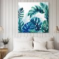 thumbnail image 4 of Blue Teal Leaves Wall Art Painting on Canvas, Summer Botanical Watercolor Leaf Canvas Art Home Prints Wall Art Framed Modern Artwork for Living Room Bedroom Wall Decor 8x8in, 4 of 9