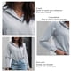 thumbnail image 5 of Blusa de mujer con cuello en V, manga larga, Color puro, fibra de poliéster suave, camisa cómoda para mujer para el trabajo diario, 5 of 6