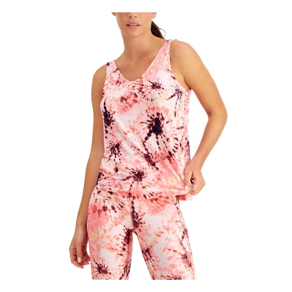 IDEOLOGY Womens Pink Stretch Tie Dye Sleeveless V Neck Tank Top L