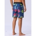 thumbnail image 3 of DARING DIVA Men's Elastic Waist Drawstring Hawaiian Print Athletic Swim Trunks 28 Dark Blue, 3 of 6
