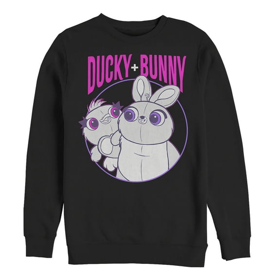 Men's Toy Story Ducky & Bunny Circle Portrait Sweatshirt Black 2X Large