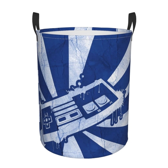 DouZhe Waterproof Collapsible Large Laundry Baskets, Retro Game Controller Prints Circular Hamper with Handles