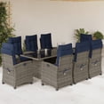 thumbnail image 1 of vidaXL 9 Piece Garden Dining Set with Cushions Grey Poly Rattan, 1 of 5