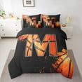 thumbnail image 3 of Homewish Cartoon Basketball Boys Twin Bedding Sets 7-Piece, Black Orange Monogrammed M Bedding Comforter Set, Modern Ball Sports Player Reversible Sheet Sets, Breathable Home Decor, 3 of 8
