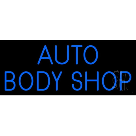 Auto Body Shop 1 LED Neon Sign 13 x 32 - inches, Clear Edge Cut Acrylic Backing, with Dimmer - Bright and Premium built indoor LED Neon Sign for automotive store, and mall.