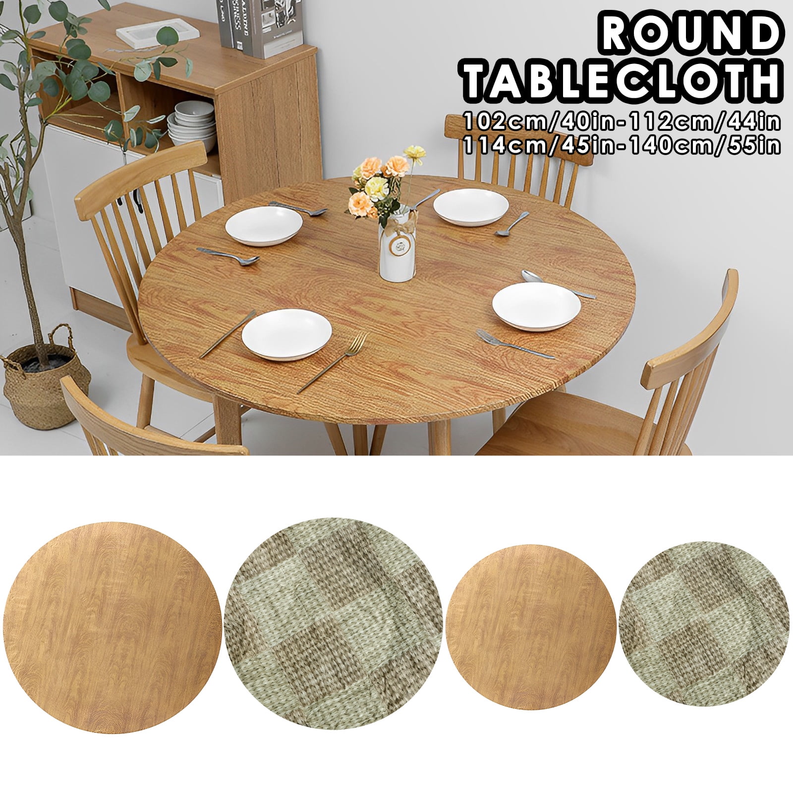 Eummy Round Table Cover with Elastic Edge PVC Table Cloth Vinyl