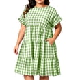 thumbnail image 2 of YuXingFu Dresses for Women Oversize Mini Crew Neck Plus Size Womens Dress Short Sleeve for Beach Casual Summer Green XXL, 2 of 9