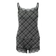 thumbnail image 6 of Teissuly Women's Lattice Print Suspender Suit Sexy Lace Pajama Suit Sleeveless Tank Tops Splicing Shorts Casual Set, 6 of 6