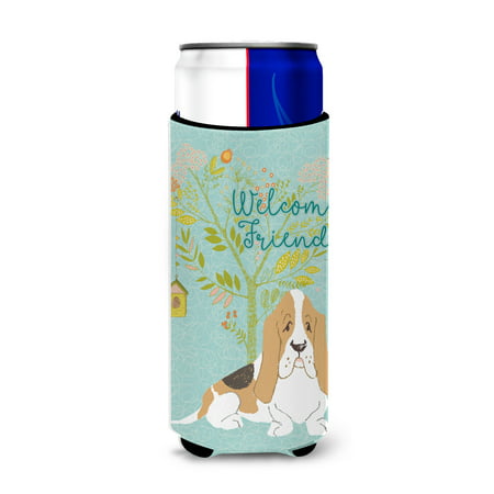 Welcome Friends Basset Hound Michelob Ultra Hugger for slim cans