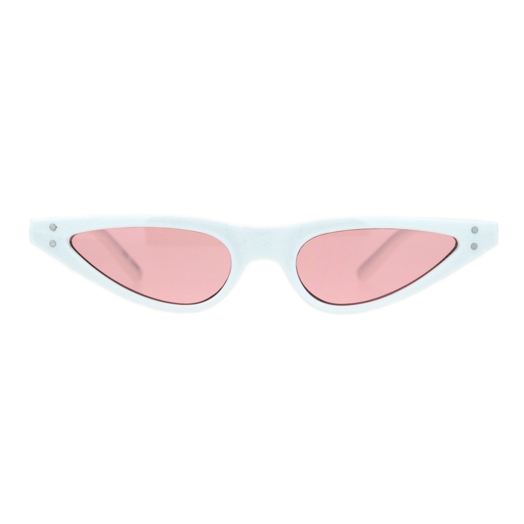 Womens Mod Narrow Triangle Plastic Cat Eye Goth Sunglasses White Pink