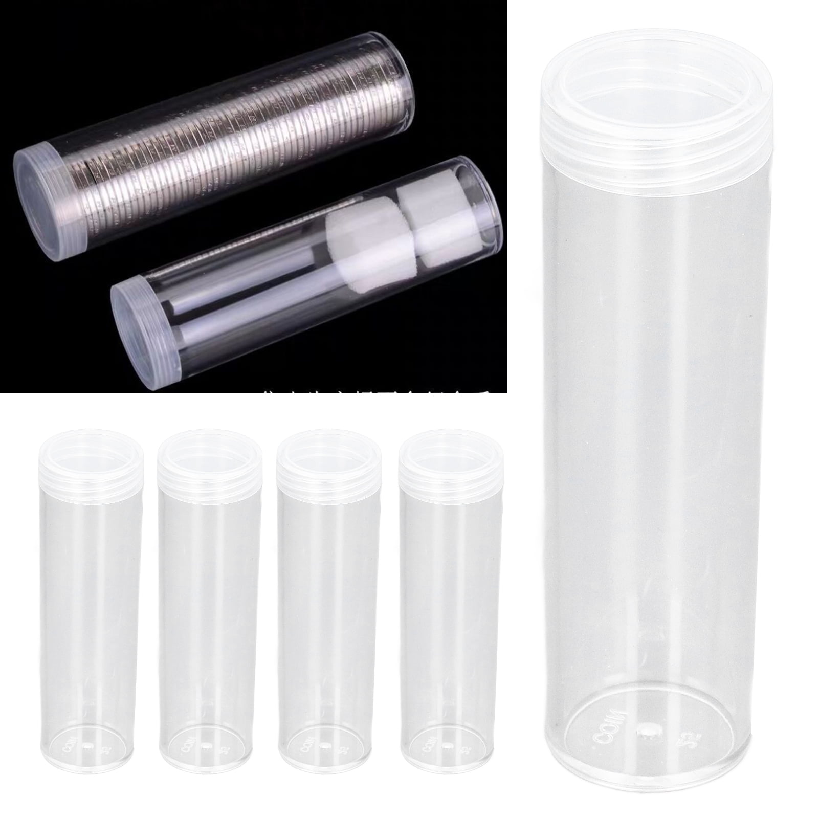 Ymiko Round Clear Coin Tube,Dime Storage Tubes,Round Clear Coin Tube