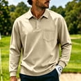 thumbnail image 2 of Trgacdwlo Men's Polo Shirts Lightweight Long Sleeve Shirts for Men Summer Fall Moisture Wicking Golf Polo Shirt Men with Pocket Light Brown XL, 2 of 10
