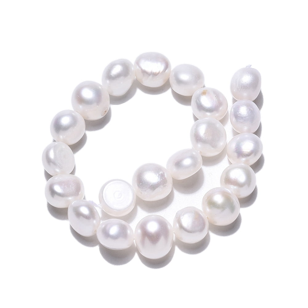 Natural Cultured Freshwater Pearl Beads Strands Two Sides Polished Creamy White 7.5~9x8.5~10x5.5~7mm Hole: 0.5mm about 20~21pcs/strand 6.89~7.09''(17.5~18cm)