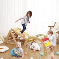 thumbnail image 6 of 3 in 1 Wooden Climbing Toys, Toddler Indoor Gym Playset, 3-Sided Wooden Triangle Climber with Climbing Net,Sliding Ramp & Board for Kids Boys Girls, 6 of 7