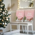 thumbnail image 3 of Merry Christmas Chair Covers Set of 4 Pink Santa Claus Snowman Pine Tree Snow Farm Chair Back Covers Stretch Removable Washable Slipcovers Protector for Dining Room Kitchen Party Decor, 3 of 5