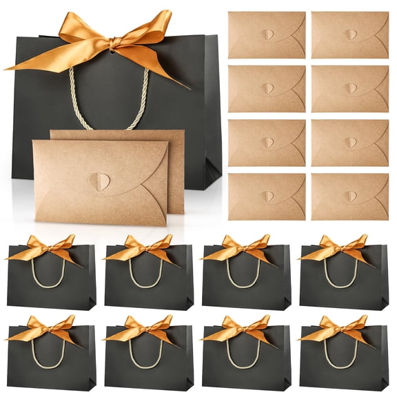 Gift Bags Set, 8 Pieces Large Gift Bags with 8 Pieces Congratulations Card, Gift Bags with Handle, Gift Bags Paper, Party Bags, Gift Packaging for Birthday, Wedding, Celebration, Party