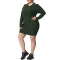 thumbnail image 4 of Agnes Orinda Women's Plus Size Sweater Dress Zipper Collar Pullover Bodycon Knit Sweater Dresses 3X Army Green, 4 of 5
