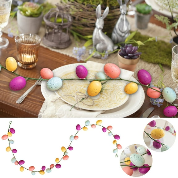 Peacheart 2Pcs 11.81Ft Artificial Easter Egg Garland, Pastel Easter Egg Garland for Indoor Outdoor Spring Holiday Easter Party Home Wall Door Decor