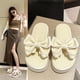 thumbnail image 4 of Zapatillas con lazo estilo coreano para mujer punta redonda plana de fondo grueso para verano femenino exterior, 4 of 8