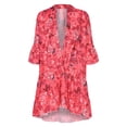 thumbnail image 6 of ZHOGXU Summer Dresses For Women Floral Print 3/4 Sleeve V Neck Midi Dress Elegant Casual Dress,Red,L, 6 of 9